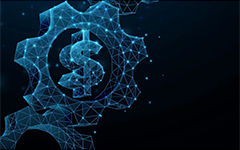 Dollar sign in a gear illustrated