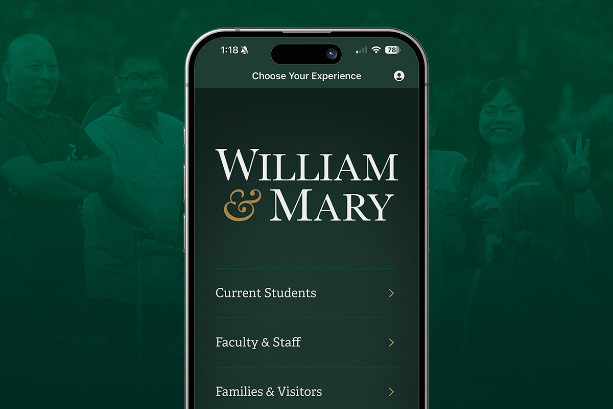 W&M Mobile app preview on a phone