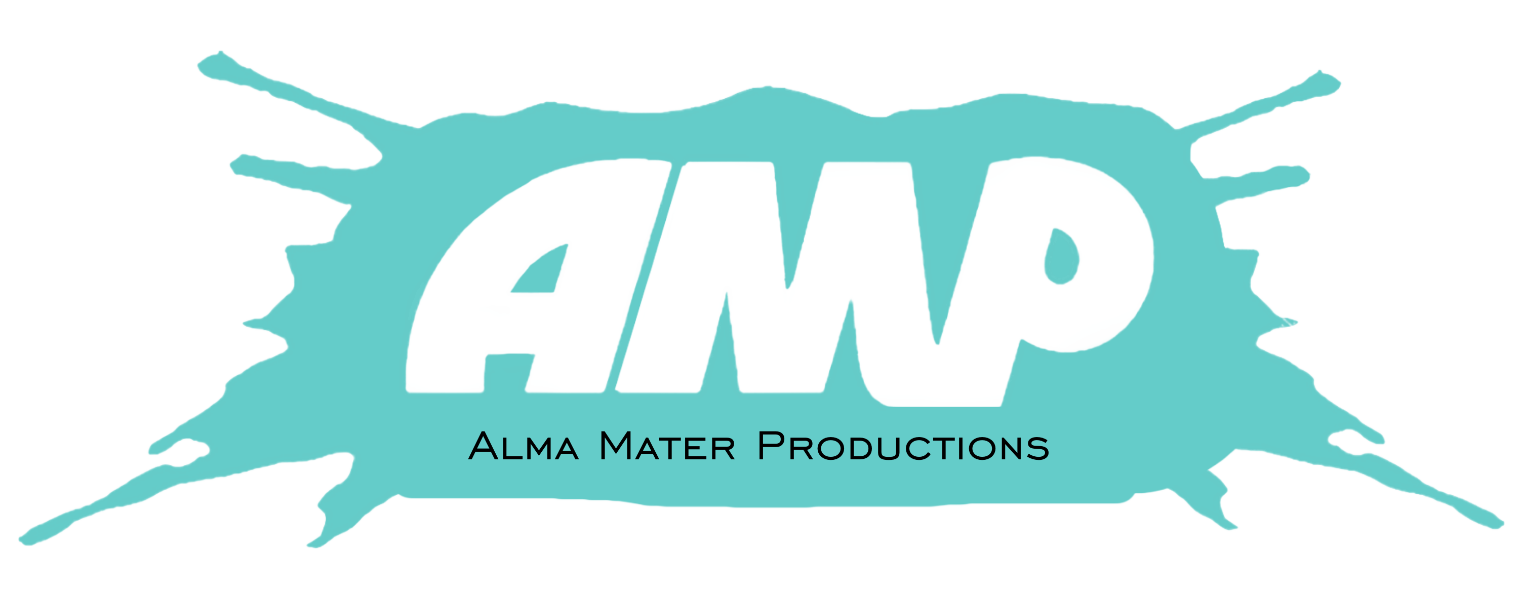 AMP logo. Blue splat with "AMP Alma Mater Productions"